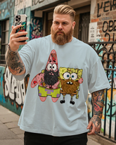 Spongebob and Patrick Men's Plus Size Short Sleeve T-Shirt